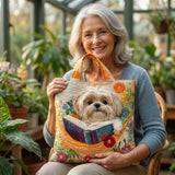 Artisanal Bag - Shih Tzu with Books and Flowers