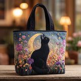 Blossom Night Cat Quilted Tote Bag