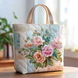 Flower Bloom Quilted Tote Bag