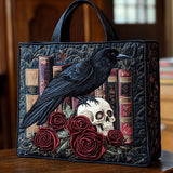 Mystic Raven Book Quilted Tote Bag