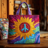 Happy Heart Sunflower Quilted Tote Bag