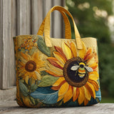 Bee Sunflower Quilted Tote Bag