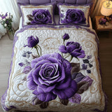 3-Piece Quilted Bed Set - Violet Pink