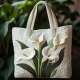Quilted Artisan Bag - White Lilies