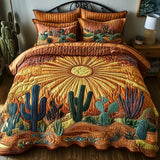 3-Piece Quilted Bed Set - Sunrise Over the Cacti