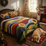 3-Piece Quilted Bed Set - Sunflower Field