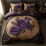 3-Piece Quilted Bed Set - Violet Pink