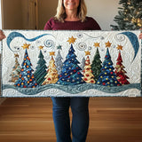 Quilted Table Runner - Snowy Pine Landscape