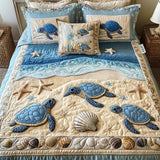 3-Piece Quilted Bed Set - Ocean Waves
