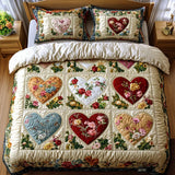 3-Piece Quilted Bed Set - Lover's Hearts
