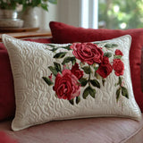 Padded Cushion Cover - Garden of Roses Hearts