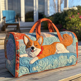 Smiling Corgi Quilted Duffle Bag