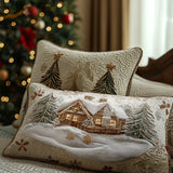 Padded Cushion Cover - Cabin Under the Snow