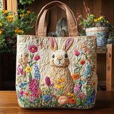 Rabbit Garden Quilted Tote Bag