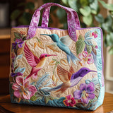 Hummingbird Flower Quilted Tote Bag