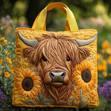 Sunflower Cow Quilted Tote Bag