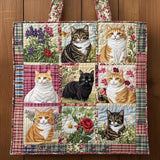 Sunflower Cat Quilted Tote Bag